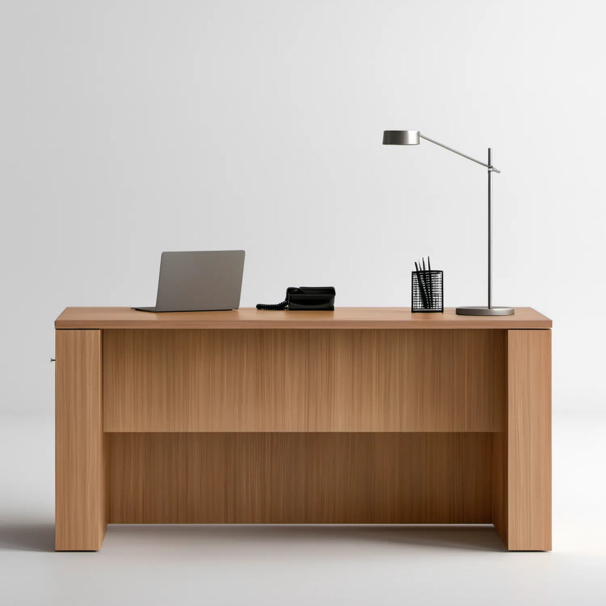 Prostokątne biurko MDF w dekorze orzechowym 140 x 60 x 75 cm