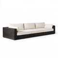 3-osobowa sofa ogrodowa z technorattanu PE, ciemnobrązowa z kremowymi poduszkami, 240 × 85 × 70 cm