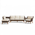 Zestaw wypoczynkowy z technorattanu: sofa 3-osobowa 210 x 78 x 80 cm i 2 fotele, ciemnobrązowy/kremowy